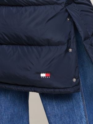 doudoune alaska longue à capuche bleu pour femmes tommy jeans
