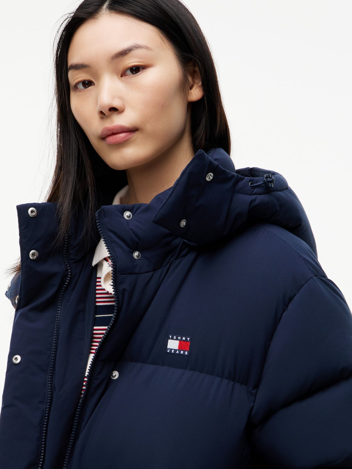 Down Longline Alaska Puffer Coat — Blue