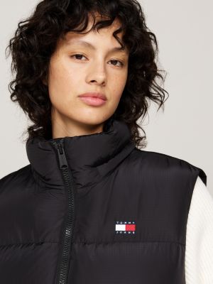 black down hooded alaska puffer vest for women tommy jeans