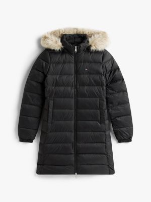 doudoune brillante déperlante matelassée noir pour femmes tommy jeans
