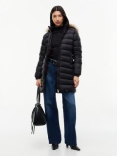 Slim Shiny Down Hooded Coat — Black 1