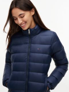 Slim Shiny Down Hooded Coat — Blue 3