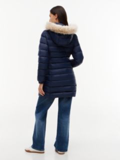 Slim Shiny Down Hooded Coat — Blue 5