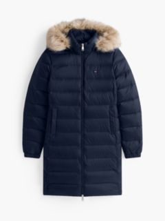 Slim Shiny Down Hooded Coat — Blue 6