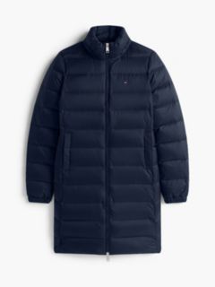 Slim Shiny Down Hooded Coat — Blue 7