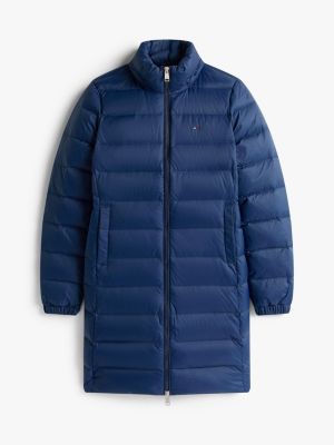blau wasserabweisender puffer-mantel mit daunen für damen - tommy jeans