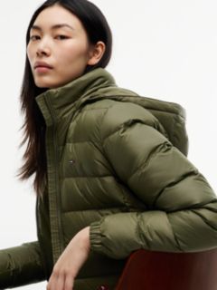 Slim Shiny Down Hooded Coat — Green 4