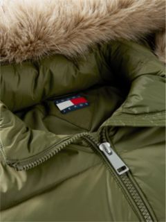 Slim Shiny Down Hooded Coat — Green 7