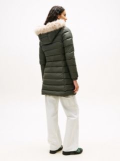 Slim Shiny Down Hooded Coat — Green 4