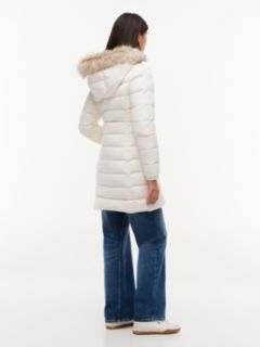 Slim Shiny Down Hooded Coat — White 5