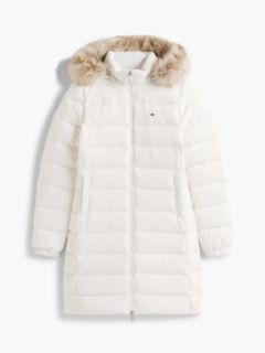 Slim Shiny Down Hooded Coat — White 6