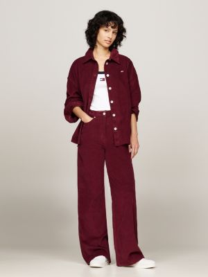 red fine corduroy relaxed overshirt for women tommy jeans