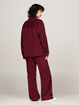 sopracamicia relaxed fit in velluto a coste rosso da donne tommy jeans