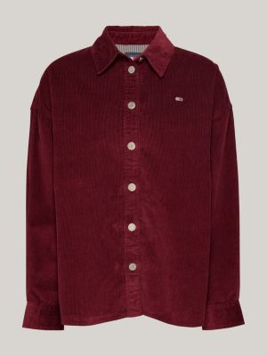 rood relaxed fit overshirt van fijn corduroy voor dames - tommy jeans