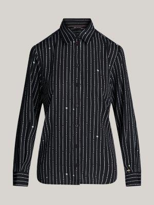 camicia relaxed fit a righe con stelle nero da donne tommy jeans