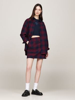 red tartan check relaxed shirt for women tommy jeans