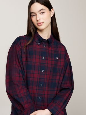 camicia relaxed fit a quadri tartan rosso da donne tommy jeans