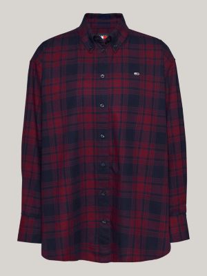 camicia relaxed fit a quadri tartan rosso da donne tommy jeans