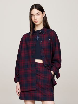 chemise décontractée tartan red pour femmes tommy jeans