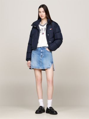 minifalda vaquera de cintura superalta azul de mujeres tommy jeans