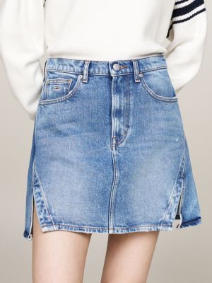 minijupe en denim à taille très haute bleu pour femmes tommy jeans