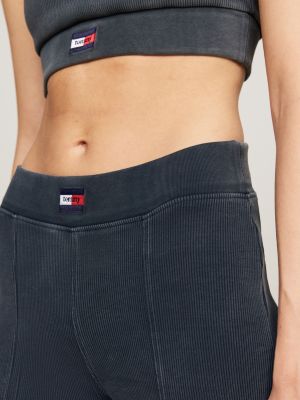 legging évasé à ourlet zippé gris pour femmes tommy jeans