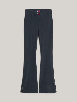 legging évasé à ourlet zippé gris pour femmes tommy jeans