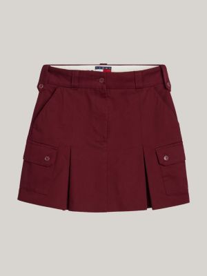 red twill pleated cargo mini skirt for women tommy jeans