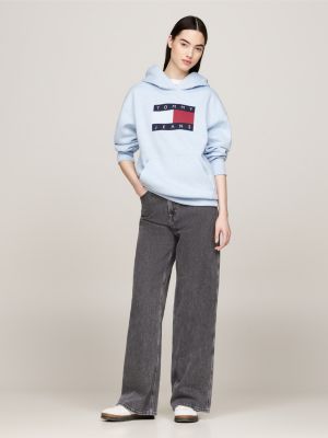 sweat à capuche décontracté effet chiné bleu pour femmes tommy jeans