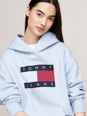 blue mélange relaxed hoody for women tommy jeans