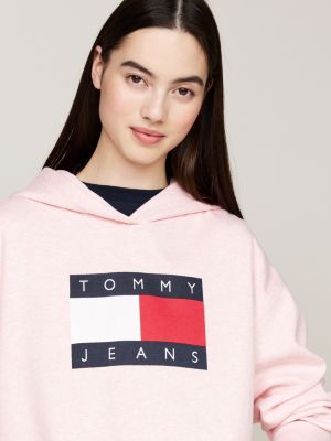 pink mélange relaxed hoody for women tommy jeans