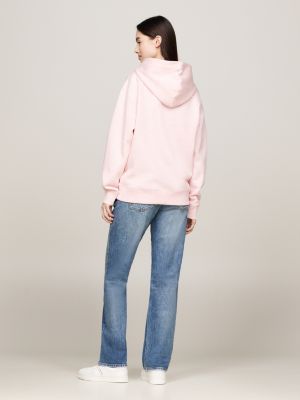 pink mélange relaxed hoody for women tommy jeans