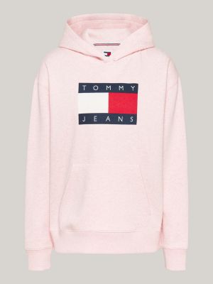 pink mélange relaxed hoody for women tommy jeans