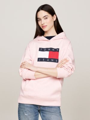 pink mélange relaxed hoody for women tommy jeans