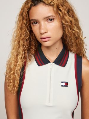 mini vestito polo tj x game day aderente bianco da donne tommy jeans