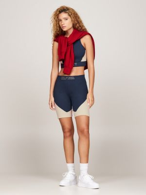 blue tj x game day cycle shorts for women tommy jeans