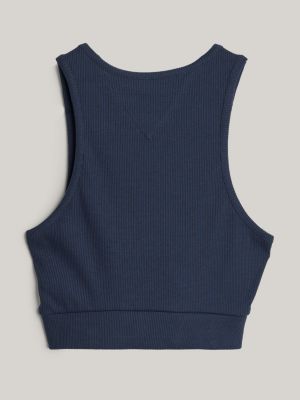 blauw tj x game day fitted cycle crop top voor dames - tommy jeans