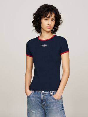 blue varsity slim t-shirt for women tommy jeans