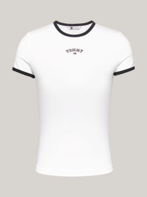 white varsity slim t-shirt for women tommy jeans