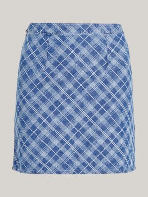 Tartan Check Chambray Mini Skirt Blue Tommy Hilfiger