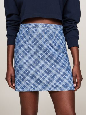 Tartan Check Chambray Mini Skirt | Denim | Tommy Hilfiger