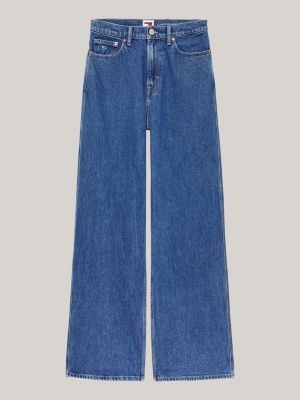 blue claire high rise wide leg jeans for women tommy jeans