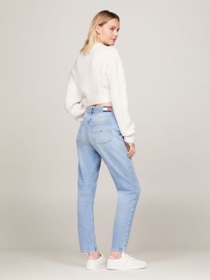 jeans cropped izzie slim fit a vita alta blu da donne tommy jeans