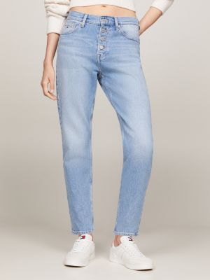 blue izzie high rise slim ankle jeans for women tommy jeans