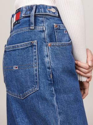 jeans mom affusolati a vita altissima blu da donne tommy jeans