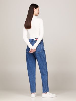 jeans mom affusolati a vita altissima blu da donne tommy jeans