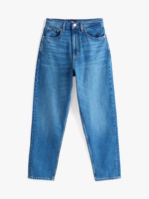 jeans mom affusolati straight fit a vita altissima blu da donne tommy jeans