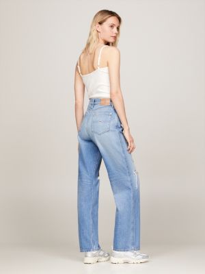 jeans distressed betsy baggy fit a vita media blu da donne tommy jeans