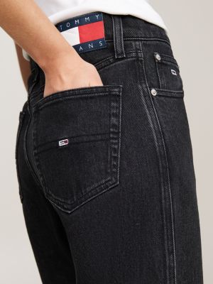 black betsy mid rise wide leg jeans for women tommy jeans