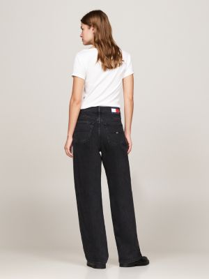 black betsy mid rise wide leg jeans for women tommy jeans